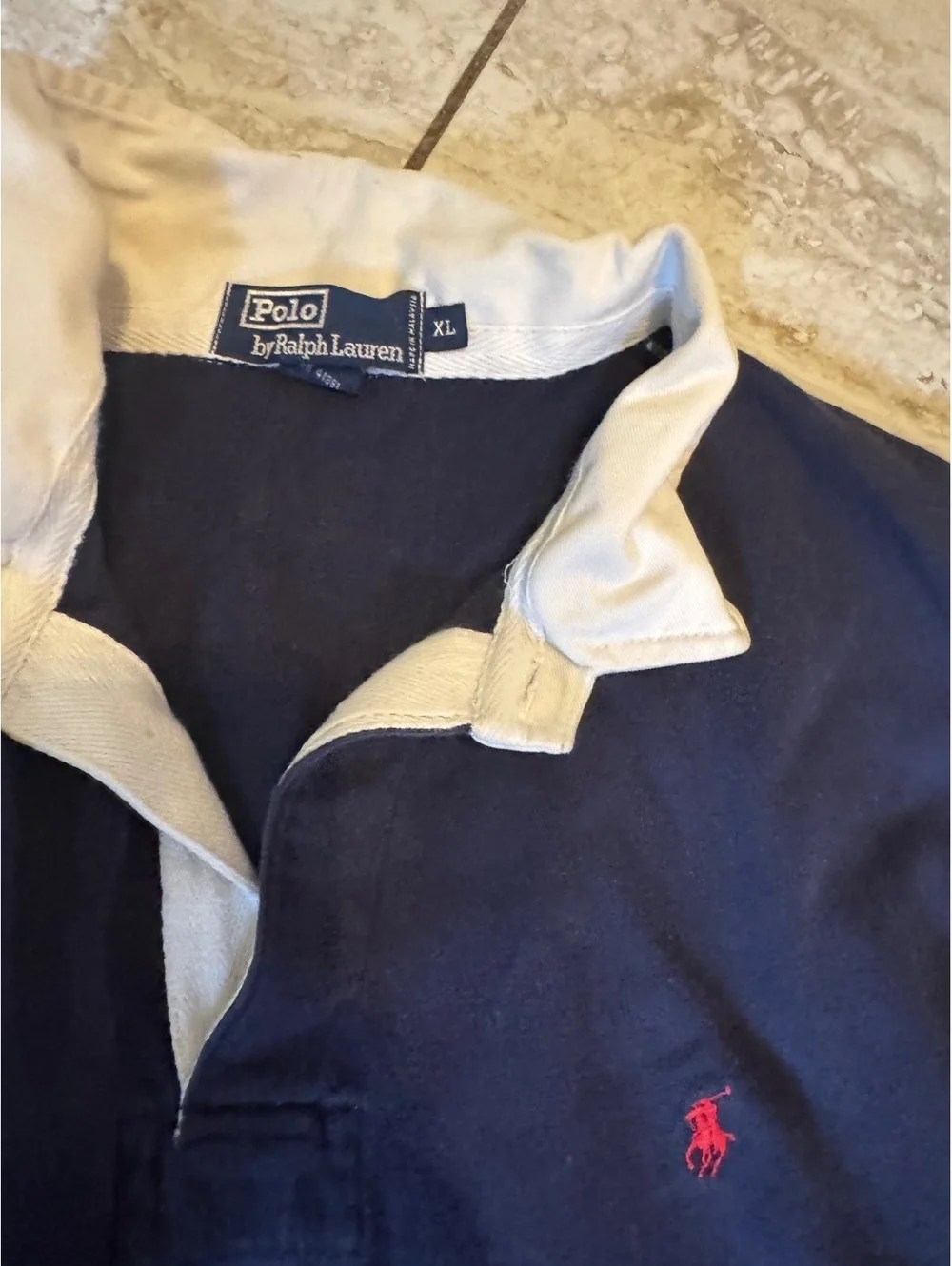 Vintage Polo Ralph Lauren Rugby Shirt XL Navy Blue  Long Sleeve
